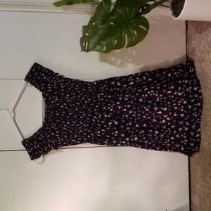 Mossimo floral dress, deep plum, ruched top, size XS.